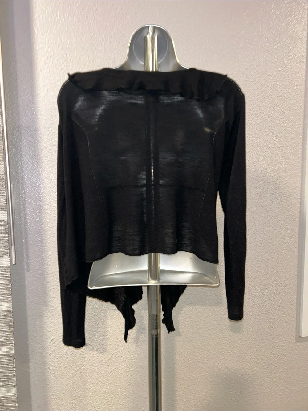 Vintage Suzie Black Ruffle Front Cardigan
